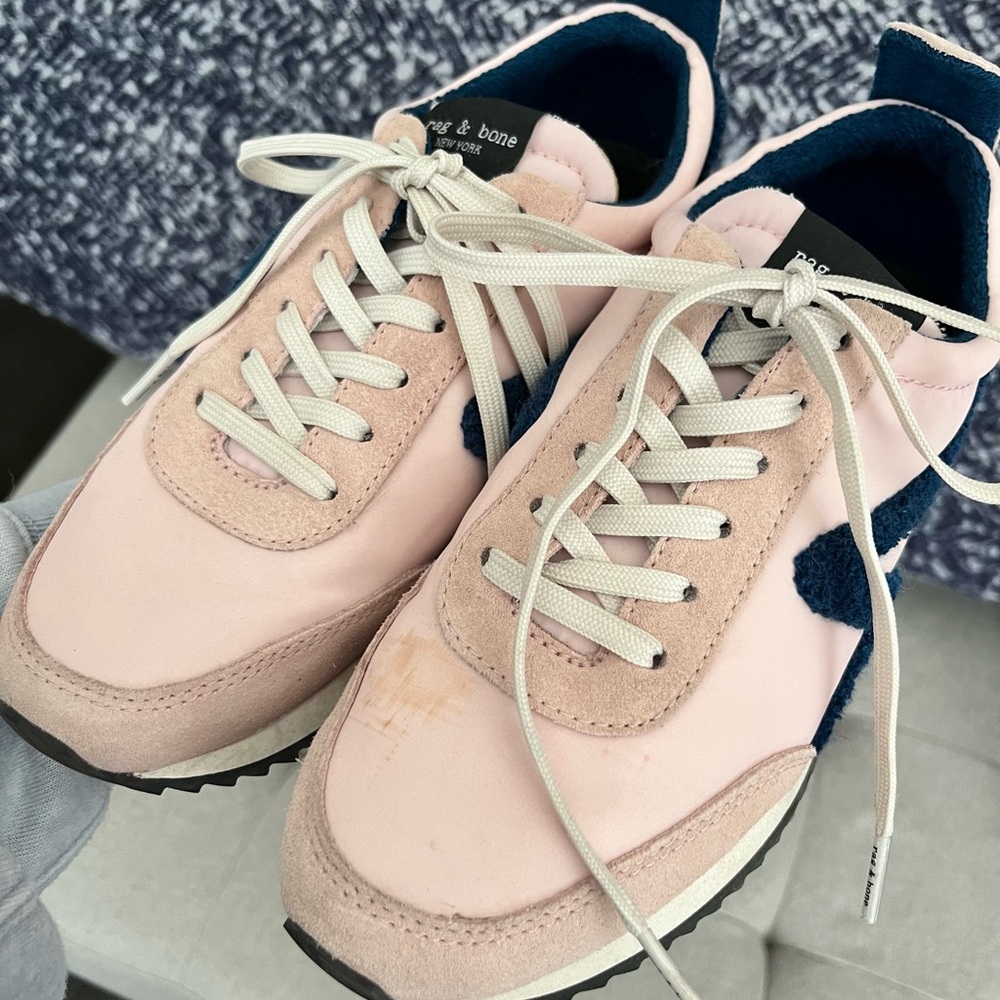 Rag & Bone NY Retro Runner Sneakers Shoes Womens Sz EUR 37 US 7 Pink Blue Suede